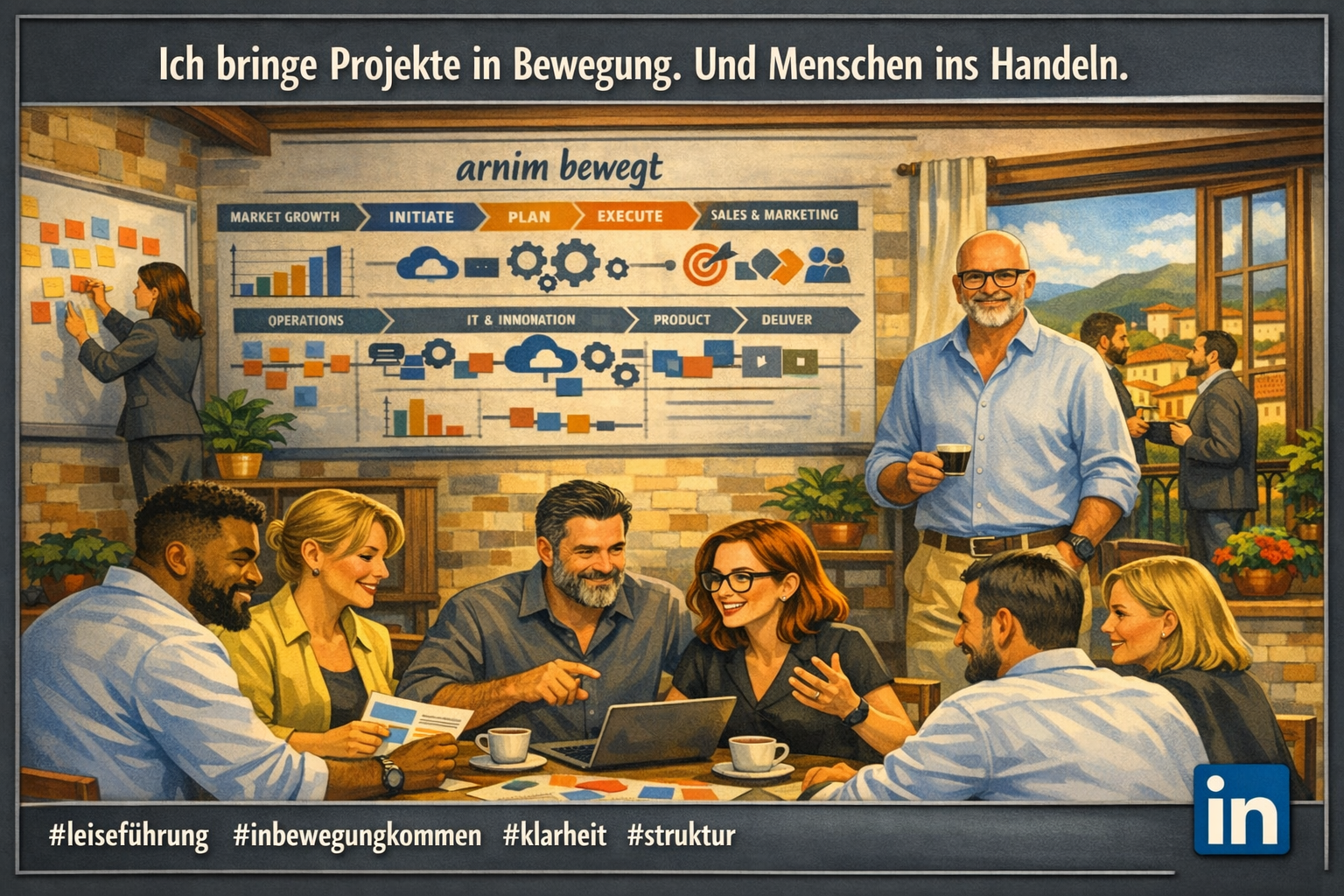 arnim bewegt mit Projektplan und Teamarbeit